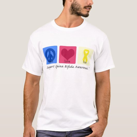 T-shirt Spina bifida de traitement d'amour de paix (Devant)
