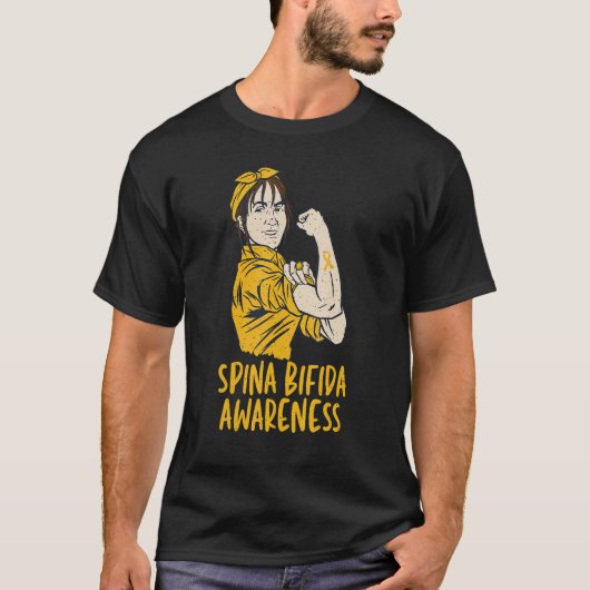 T-shirt Spina Bifida Split Spine Awarness with Yellow Ribb (Devant)