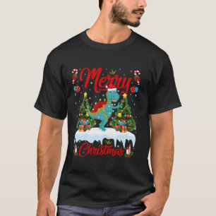 T-shirt Spinosaurus Dinosaur Joyeux feu d'arbre de Noël S