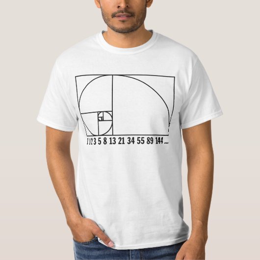 T-shirt Spirale de Fibonacci - Séquence numérique 1 (Devant)