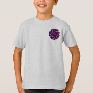 T-shirt Spirale rouge blanc de Checker bleu par Kenneth Yo