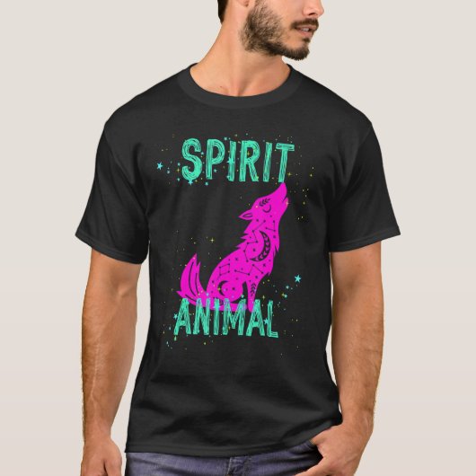T-shirt Spirit Animal Celestial Wolf Animals Comfort Cute  (Devant)