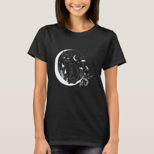 T-shirt Spirituel Esotérique Sphynx Chat Night Moon Mushro