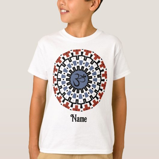 T-shirt Spirituel Mandala Yoga Om Blue Rust Customisé (Devant)