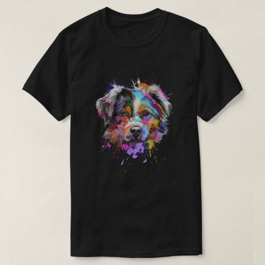 T-shirt Splash Art Australian Shepherd (Design devant)