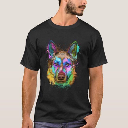 T-shirt Splash Ger Shepherd Gsd (Devant)