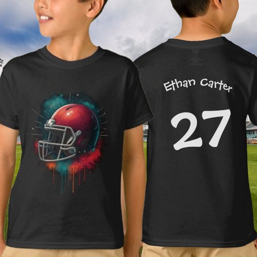 T-shirt Splashy Red and Green American Football Helmet