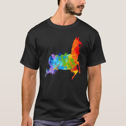 T-shirt Splattering Paint Llama Drip Painting Llama (Devant)
