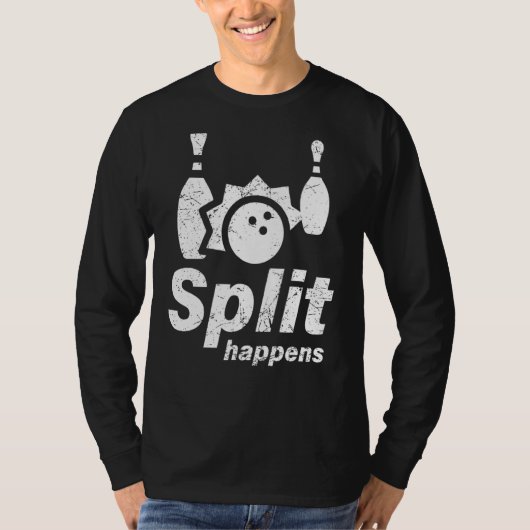 T-shirt Split Arrive Des Idées De Bowling Drôle (Devant)