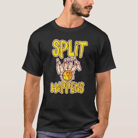 T-shirt Split Happling Bowling Pins Bowling Kugel (Devant)