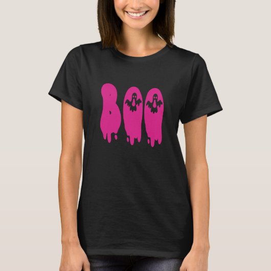 T-shirt Spookiness Simplifiée : Le "BOO" rose classique (Devant)