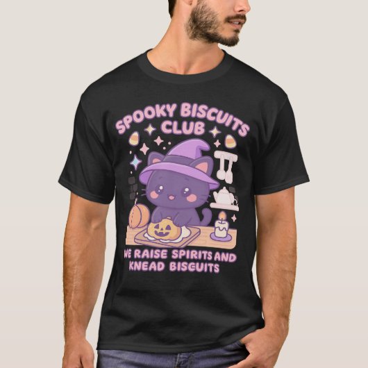 T-shirt Spooky Biscuits Club Cat Halloween Funny Baking (Devant)