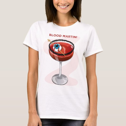 T-shirt Spooky Blood Martini with Eyeball Cocktail Graphic (Devant)
