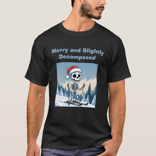 T-shirt Spooky Christmas Skeleton on Skis (Devant)