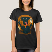 T-shirt Spooky Cute Black Dog with Ghost  (Devant)