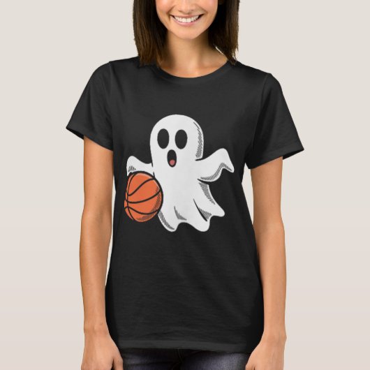 T-shirt Spooky Ghost Playing Basketball Retro Halloween Co (Devant)