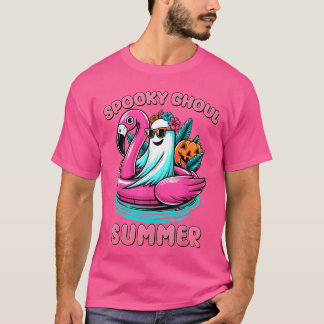 T-shirt Spooky Ghoul Summer Vibes Ghost Flamingo Pool Summ