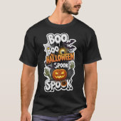 T-shirt Spooky Halloween design with pumpkins bats spider  (Devant)