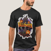T-shirt Spooky Halloween scene with zombies castle and pum (Devant)