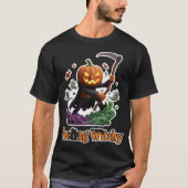 T-shirt Spooky jackolantern grim reaper with ghosts and ca (Devant)