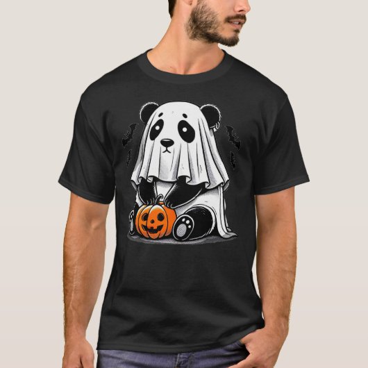 T-shirt Spooky Panda Wearing A Ghost Halloween Costume Fun (Devant)