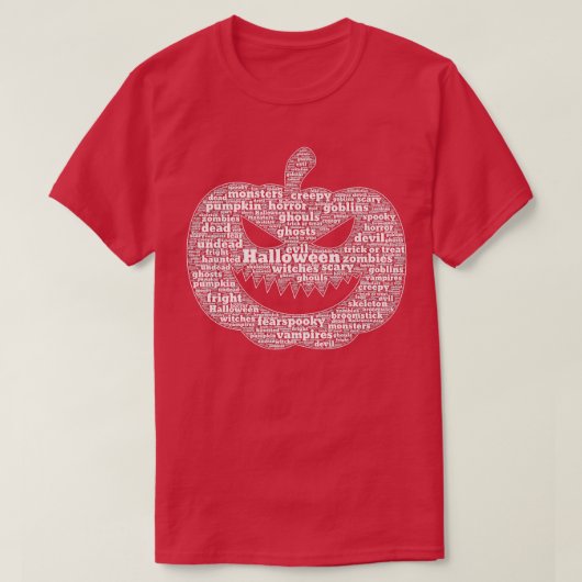T-shirt Spooky Pumpkin Face Halloween Wordcloud (Design devant)
