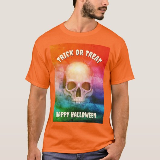 T-shirt Spooky skull. Trick or Treat. Halloween (Devant)