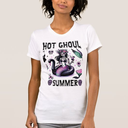 T-shirt Spooky Summer Pastel Goth Sugar Skull Mermaid (Devant)