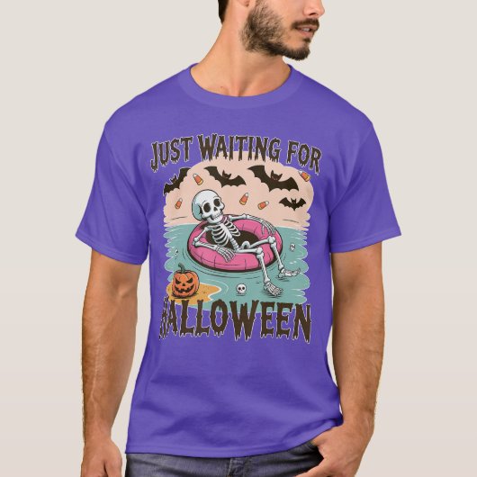 T-shirt Spooky Summer Skeleton Just Waiting For Halloween  (Devant)