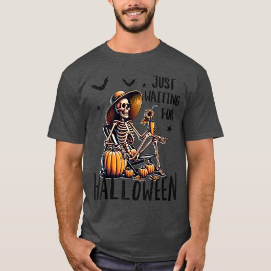 T-shirt Spooky Summerween Skeleton Just Waiting For Hallow (Devant)