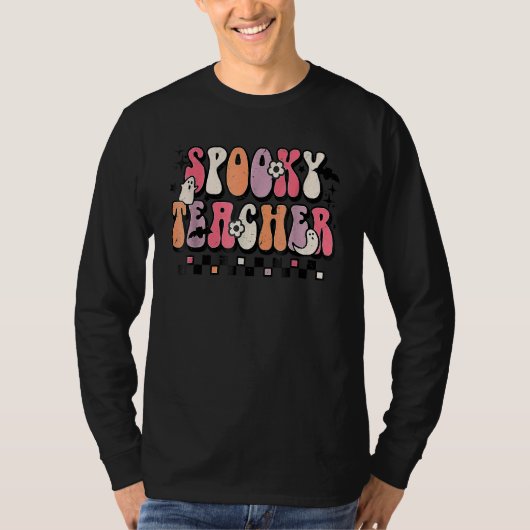 T-shirt Spooky Teacher Groovy Halloween Trick Or Teach Tea (Devant)