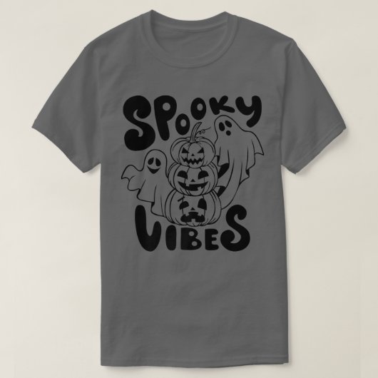 T-shirt Spooky Vibes Ghost Scary Pumpkin Face Funny Hallow (Design devant)