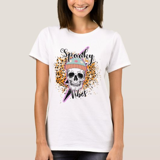 T-shirt Spooky Vibes Leopard Halloween (Devant)