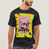 T-shirt Spooky Vibes – Pink Skull Aesthetic Design (Devant)