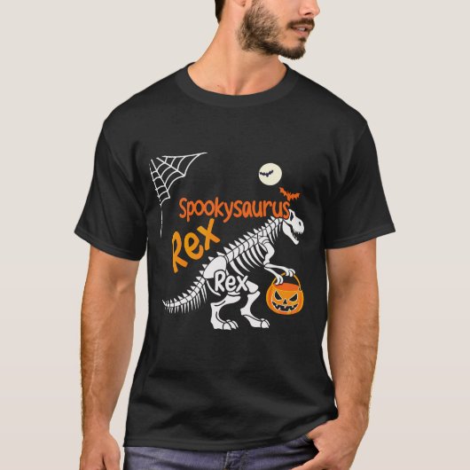 T-shirt Spookysaurus Rex Halloween T-Rex Skeleton (Devant)