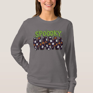 T-shirt "SPOOOKY" Fantôme Halloween Femme à long manches T