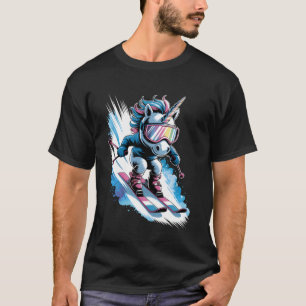 T-shirt Sport d'hiver de ski Skieur drôle de ski Licorne