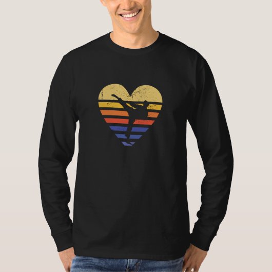 T-shirt Sport Retro Sunset Heart Taekwondo (Devant)