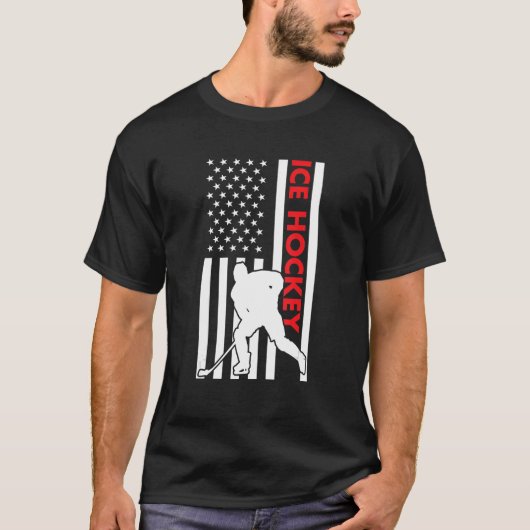 T-shirt Sport Us Drapeau Hockey sur glace (Devant)