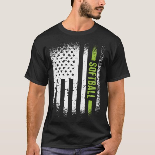 T-shirt Sport Us Drapeau Softball (Devant)
