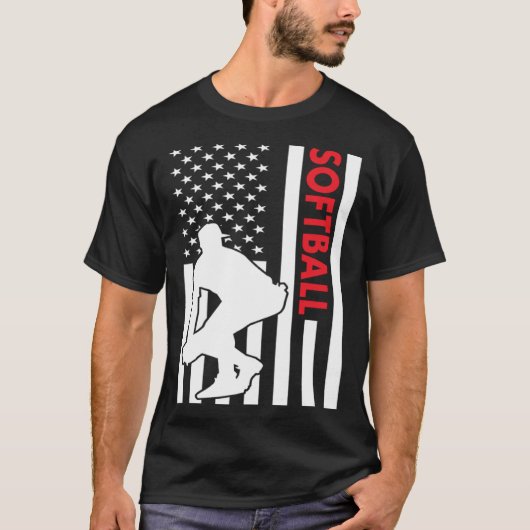 T-shirt Sport Us Flag Softball (Devant)