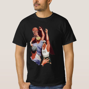 T-shirt Sports Anciens, Joueurs de Basket-ball dans un Mat