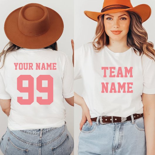 T-shirt Sports Soccer Baseball Team Front Back Nom Numéro