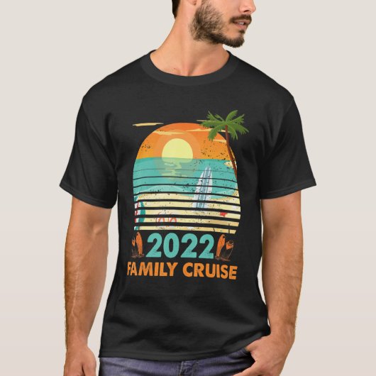 T-shirt Spring Break Family Cruise Retro 2022 Sun Palm Tre (Devant)