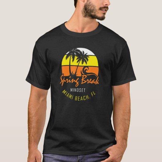 T-shirt Spring Break Mindset Miami Beach Floride (Devant)