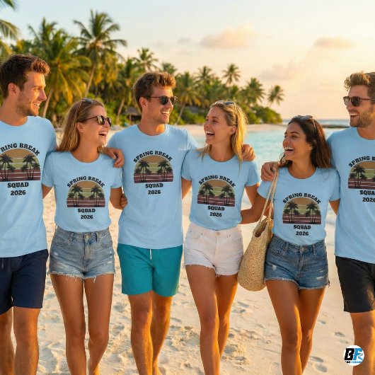 T-shirt Spring Break Squad 2026 Retro Sunset Palm Trees 