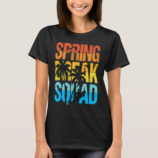 T-shirt Spring Break Squad Beach Surfer Palm Tree Artwork (Devant)