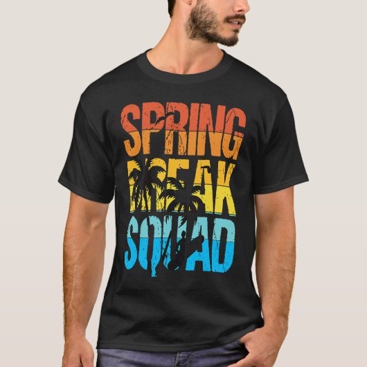 T-shirt Spring Break Squad Beach Surfer Palm Tree Artwork (Devant)