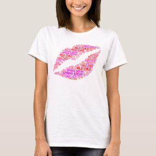 T-Shirt Spring break wild kind lippen rood roze