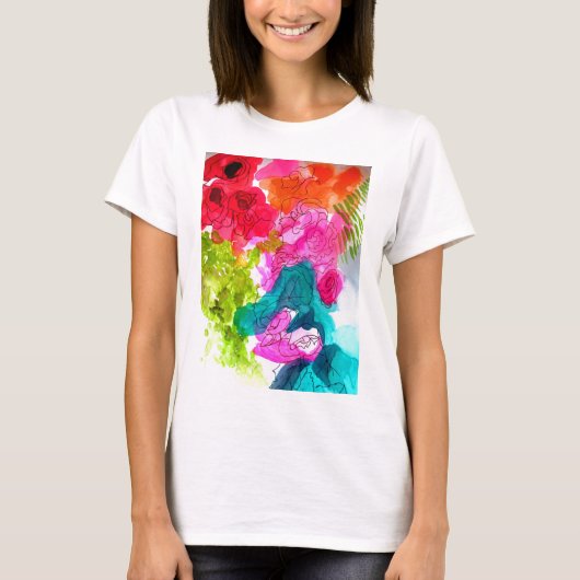 T-shirt Spring Flowers watercolour abstract (Devant)